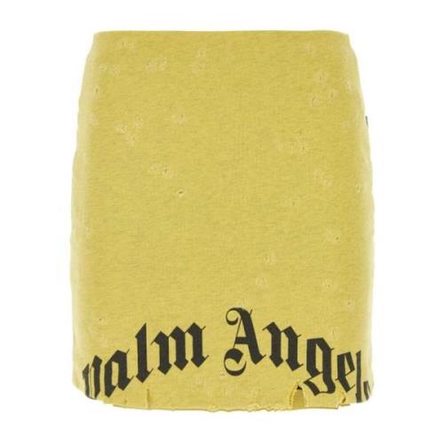 Gele Katoenen Mini Rok - Zomer Must-Have Palm Angels , Yellow , Dames