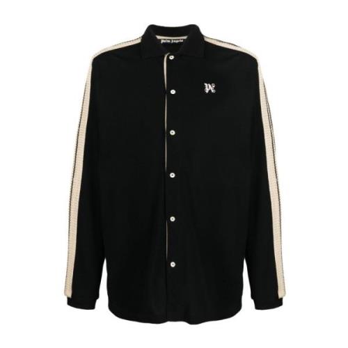 Zwart Monogram Piquet Trackshirt Palm Angels , Black , Heren