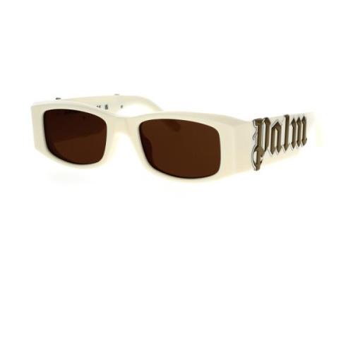Rock-geïnspireerde zonnebril met gotisch logo Palm Angels , White , Un...
