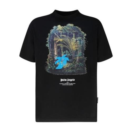 Jungle Print Grafisch T-Shirt Palm Angels , Black , Heren