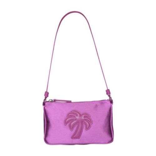 Paarse Glanzende Tas met Enkele Handgreep Palm Angels , Purple , Dames