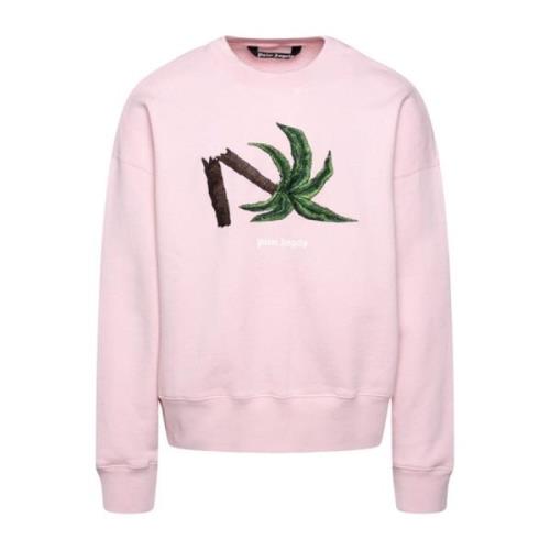 Logo Sweatshirt met Geborduurd Detail Palm Angels , Pink , Heren