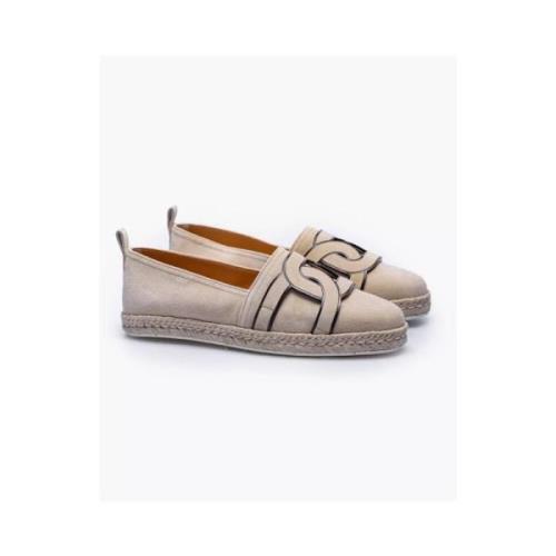 Leren Espadrilles met Ketting Schakels - Natuurlijk, Maat 40 Tod's , B...