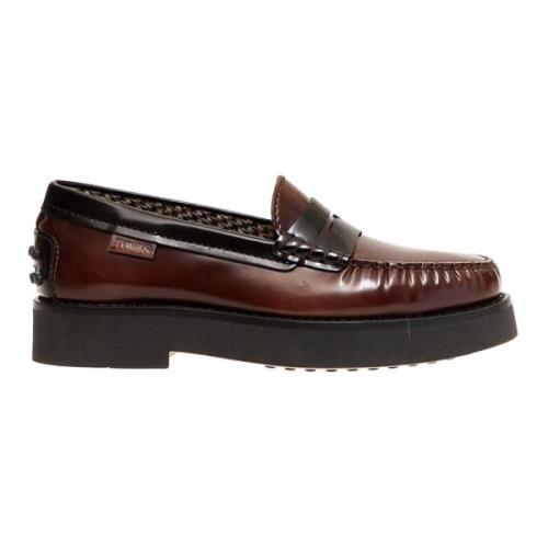 Extralichte Geborsteld Leren Loafer - Maat 36 Tod's , Brown , Dames