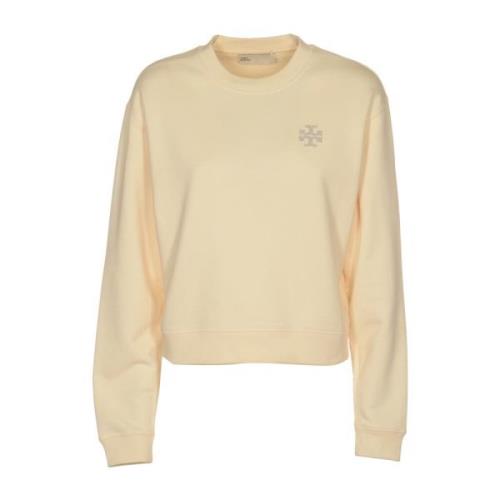 Logo Sweatshirt - Hot Fix Tory Burch , Beige , Dames