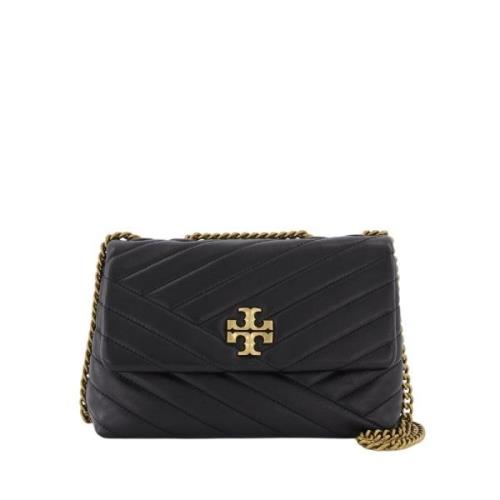 Kira Chevron Kleine Hobo Tas - Zwart Leer Tory Burch , Black , Dames