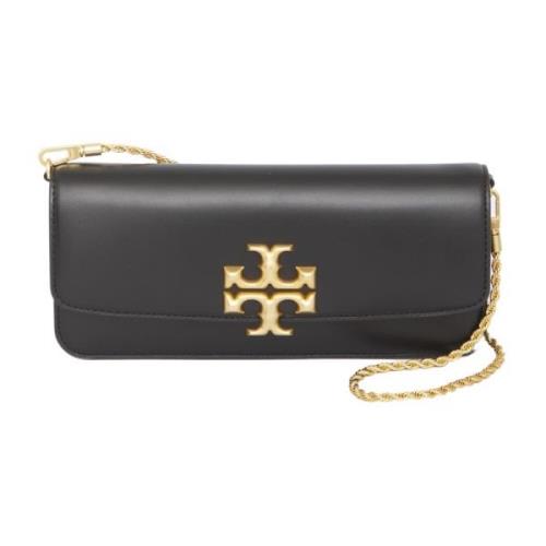 Elegante Zwarte Leren Clutch met Kettingriem Tory Burch , Black , Dame...