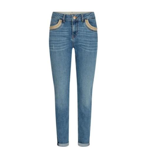 Slim-Fit Jeans met Distressed Details MOS Mosh , Blue , Dames