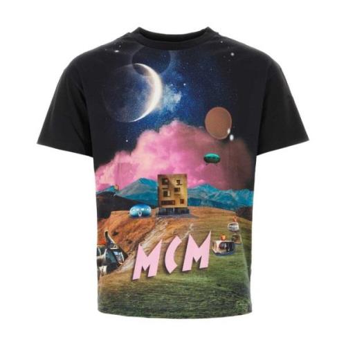 Bedrukt katoenen T-shirt MCM , Black , Heren