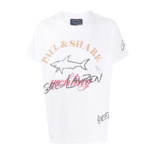 creweck logo bedrukt T-shirt Paul & Shark , White , Heren