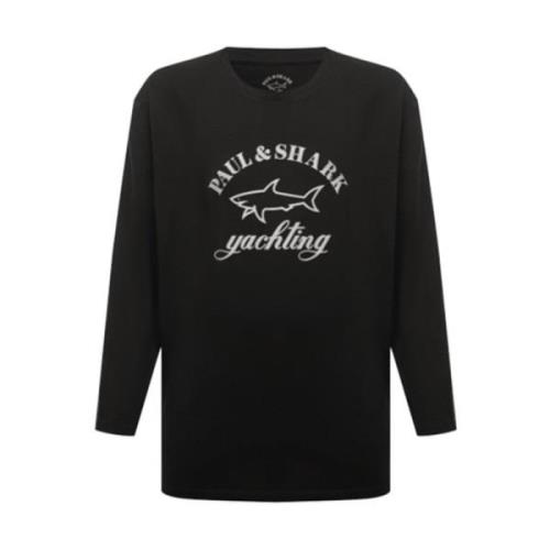 Zwarte trui met logo print Paul & Shark , Black , Heren