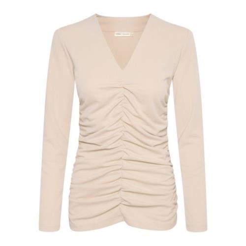 Gedrapeerd Langarmig Top InWear , Beige , Dames