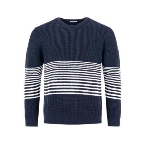 Classic waffle sweater Knowledge Cotton Apparel , Blue , Heren