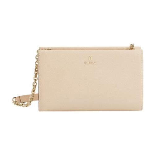 Geometrische Mini Crossbody Tas met Twaalf Kaartsleuven Furla , Beige ...