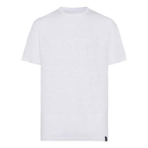 T-shirt van stretch linnen jersey Boggi Milano , White , Heren