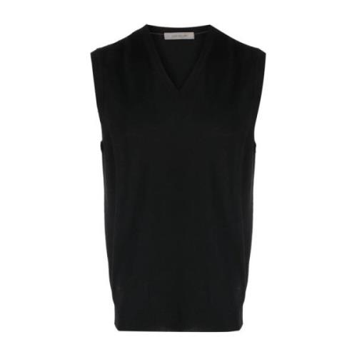 Merino Gebreid Vest Corneliani , Black , Heren