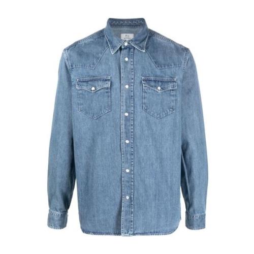 Denim Borstzakken Shirt Woolrich , Blue , Heren