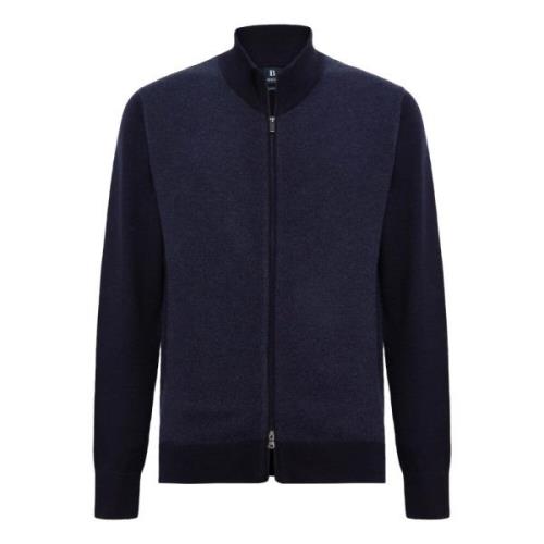 Cashmere Blend Full Zip Sweater Boggi Milano , Blue , Heren