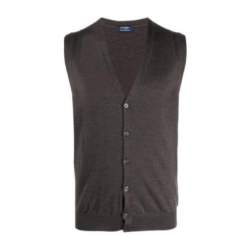 Italiaanse Wollen Vest Barba , Brown , Heren