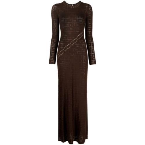 Red Carpet Jurk met Mesh Logo Elisabetta Franchi , Brown , Dames