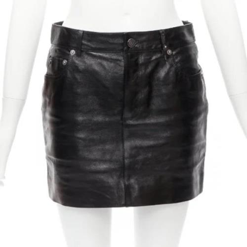 Pre-owned Leather bottoms Saint Laurent Vintage , Black , Dames