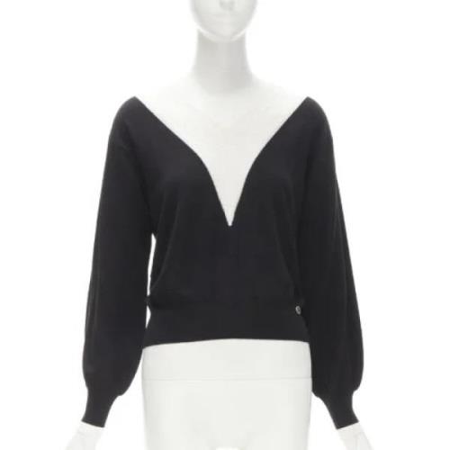 Pre-owned Wool tops Chanel Vintage , Black , Dames