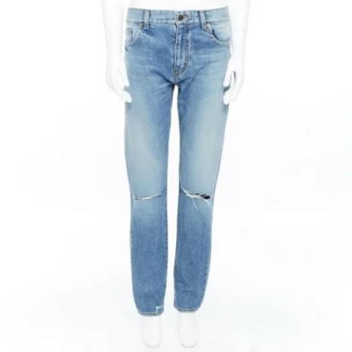Pre-owned Cotton jeans Saint Laurent Vintage , Blue , Dames
