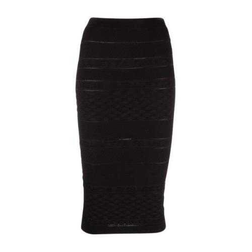 Geborduurde Gebreide Midi Rok - Zwart Elisabetta Franchi , Black , Dam...