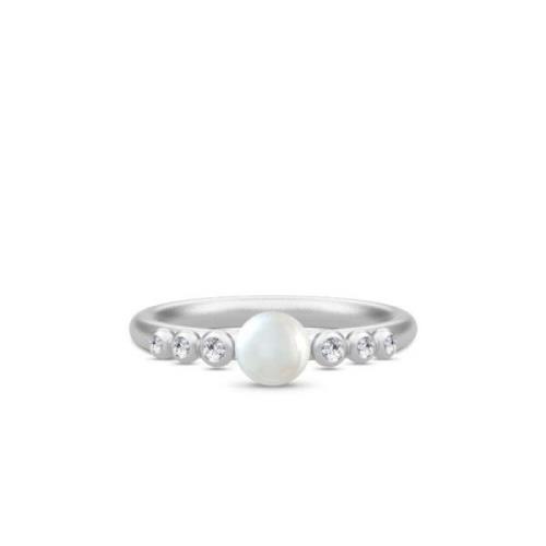 Klassieke Perla Ring met Witte Parel Julie Sandlau , White , Dames