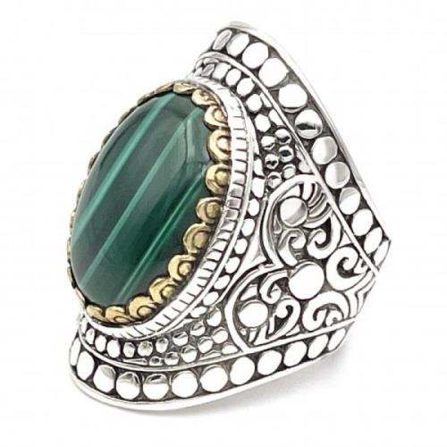 925 Sterling Zilver Malachiet Ring Jalan Jalan , Multicolor , Unisex