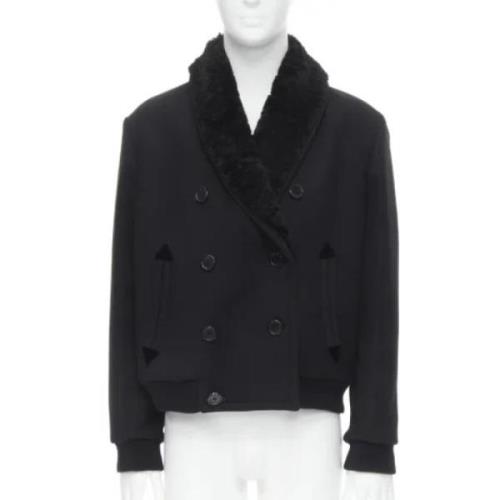 Pre-owned Wool outerwear Saint Laurent Vintage , Black , Dames