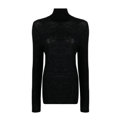 Stretch Wol Coltrui T-shirt Saint Laurent , Black , Dames