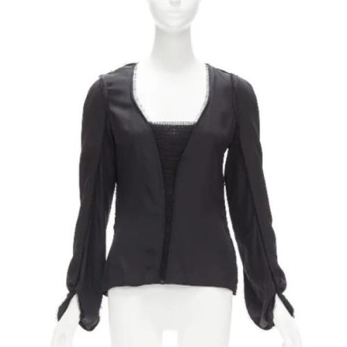 Pre-owned Silk tops Yves Saint Laurent Vintage , Black , Dames