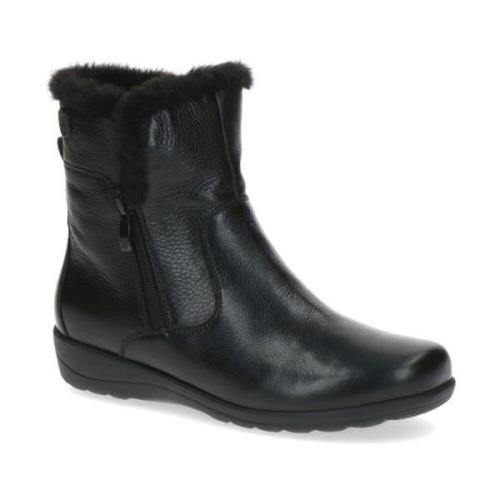 Zwarte Nappa Gesloten Booties Caprice , Black , Dames