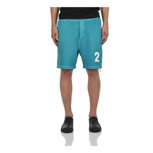 Lange Shorts, Groene Ruwe Katoen, Herenmode Dsquared2 , Blue , Heren
