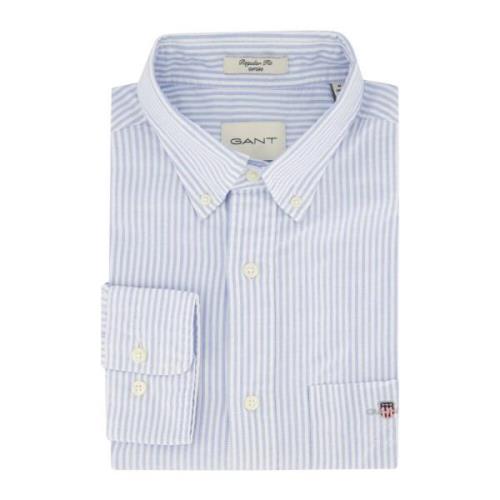 Lichtblauw Wit Gestreept Button-Down Overhemd Gant , Blue , Heren