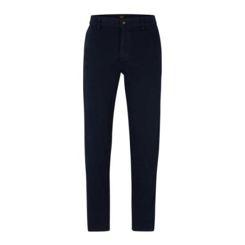 Donkerblauwe Tapered Katoenen Chino Broek Hugo Boss , Blue , Heren