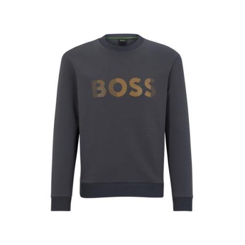 Gedrukte katoenen ronde hals trui Hugo Boss , Gray , Heren