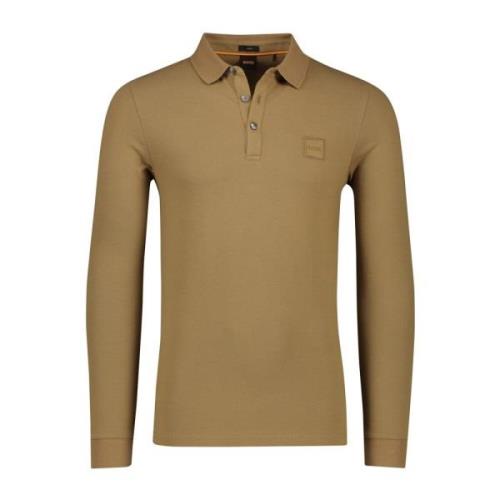 Bruine Polo met Lange Mouwen - Slim Fit Hugo Boss , Brown , Heren