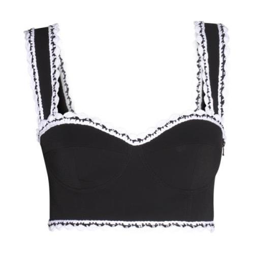 Crochet-Trim Balconette Bra Moschino , Black , Dames