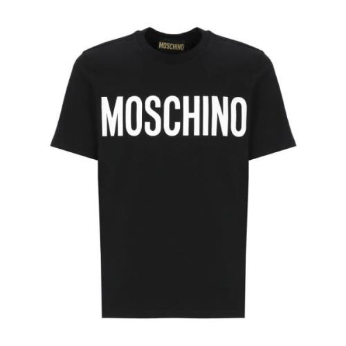 Zwarte katoenen T-shirt met logo Moschino , Black , Heren