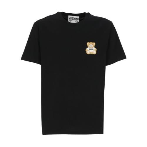 Zwart T-shirt met Teddy Bear Patch Moschino , Black , Heren