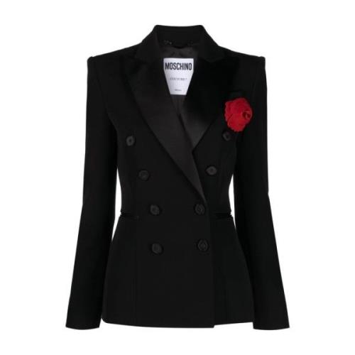 Zwarte Blazer met Bloemenapplicatie van Wol Moschino , Black , Dames