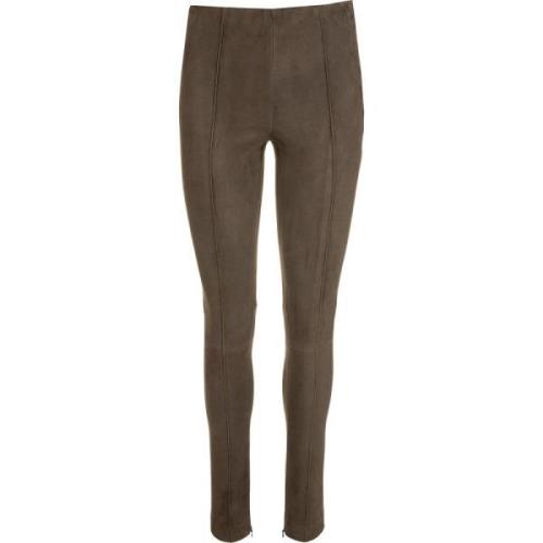 Slim-Fit Leren Broek Ralph Lauren , Brown , Dames