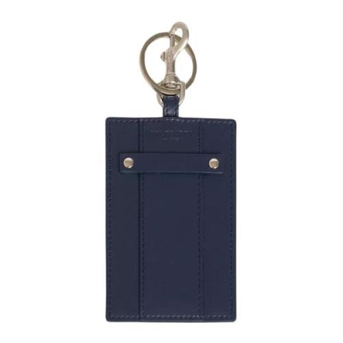 Blauwe Leren Sleutelhanger met Gehamerd Detail Trussardi , Blue , Here...