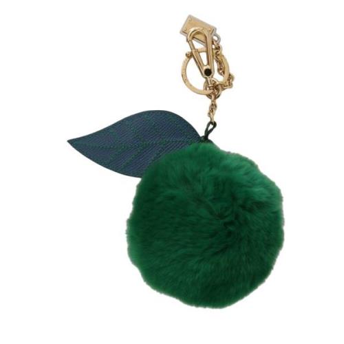 Luxe Groene Leren Bont Sleutelhanger Dolce & Gabbana , Green , Dames