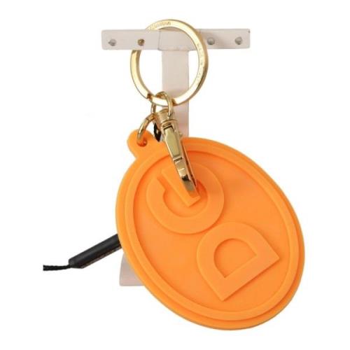 Oranje Rubber DG Logo Gouden Sleutelhanger Dolce & Gabbana , Orange , ...