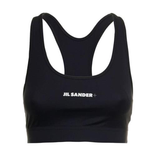 Zwarte Stretch Stof Logo Top Jil Sander , Black , Dames