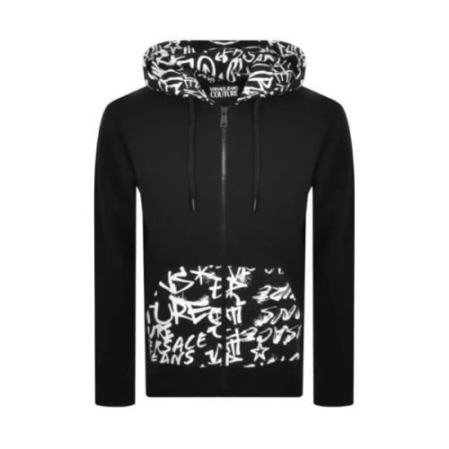 Zwarte Sweater met Graffiti Print Versace Jeans Couture , Black , Here...