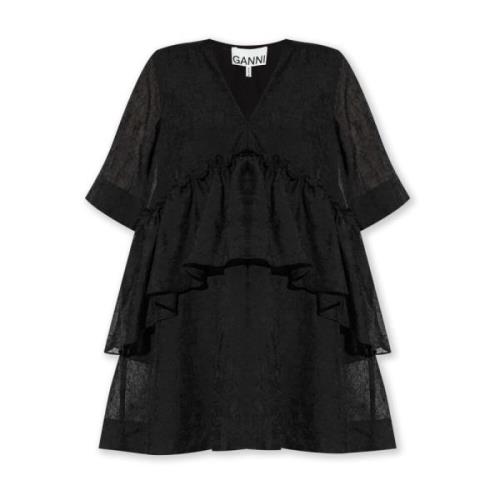 Gerimpelde jurk Ganni , Black , Dames